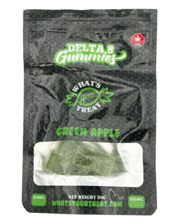 Delta 8 Green Apple Gummies Front- What's Your Treat