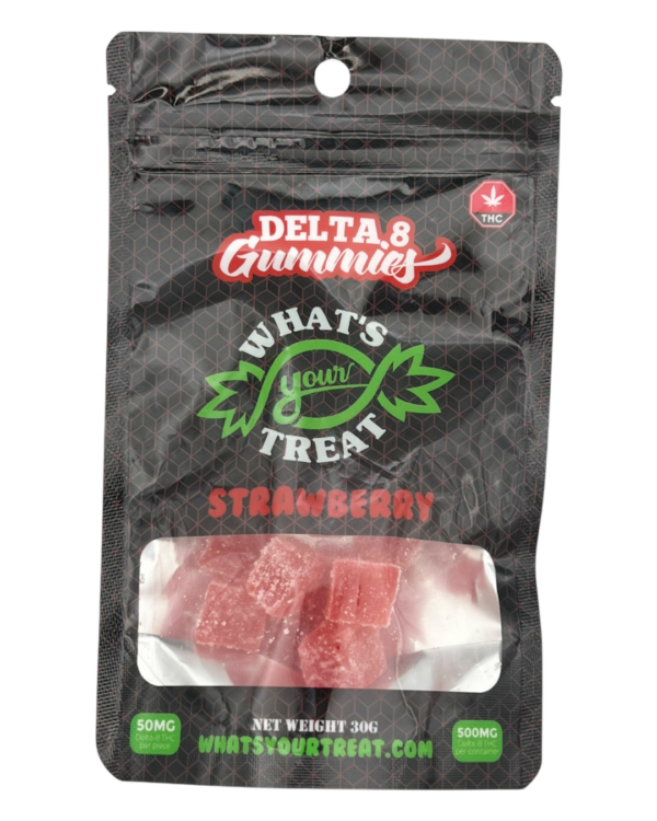 Delta 8 Strawberry Gummies Front- What's Your Treat