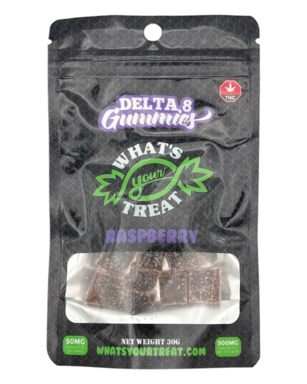 Delta 8 Raspberry Gummies Front- What's Your Treat