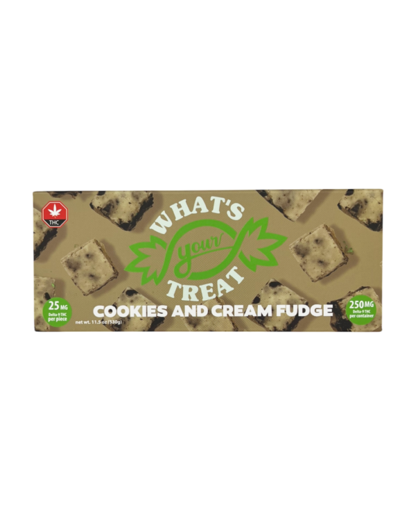 Delta 9 Cookies and Cream Fudge Front- What's Your Treat