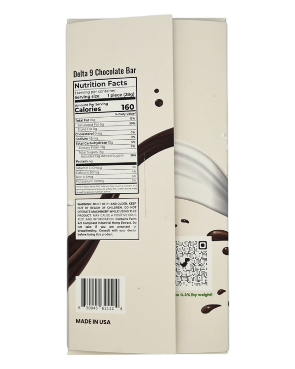 Delta 9 Milk Chocolate Bar Back - What’s Your Treat