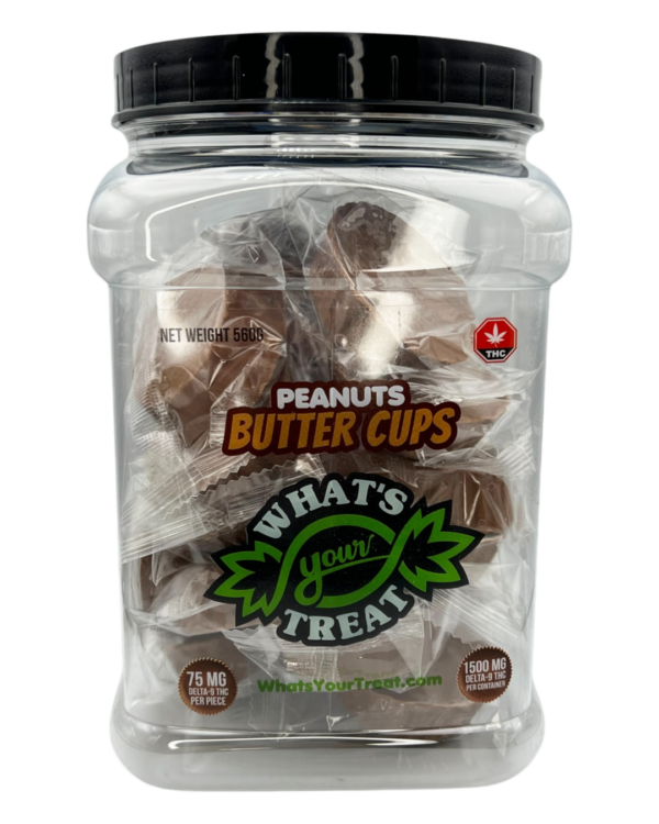 Delta 9 Peanut Butter Cups Jar Front- What's Your Treat