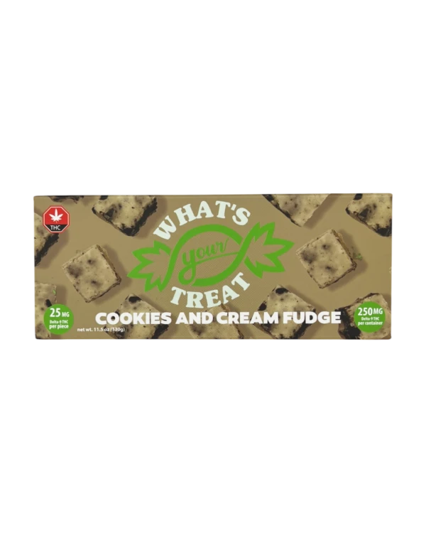 Delta 9 Cookies and Cream Fudge Front- What's Your Treat