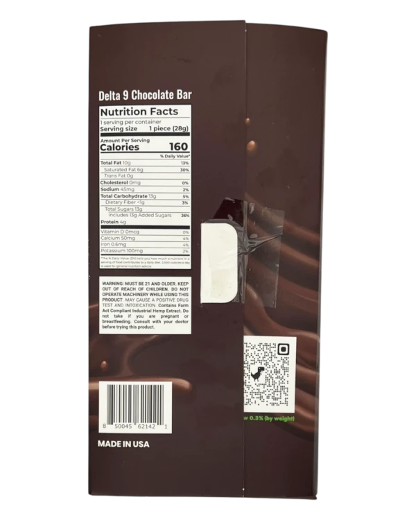 Delta 9 Dark Chocolate Bar Back - What’s Your Treat