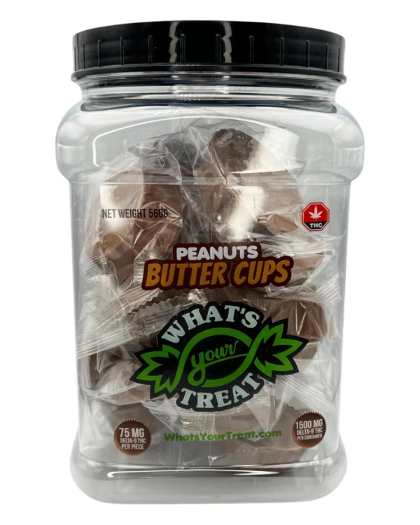 Delta 9 Peanut Butter Cups Jar Front- What's Your Treat